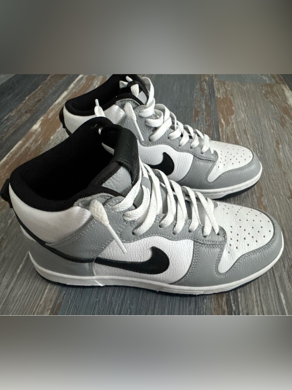 Nike Dunk By You High Top Shoes Womens Size 8 White Gray Leather Sneakers CLEAN